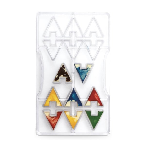Interlocking Triangle Trianglar Pralinform 6st Praliner Polykarb multifärg