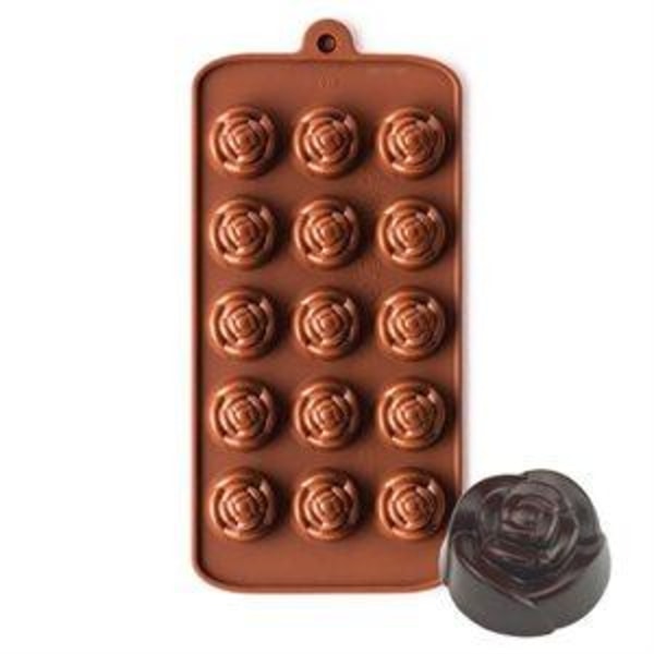 Blommor Rosor Silikonform Chokladform Pralinform Form för Pralin Brun
