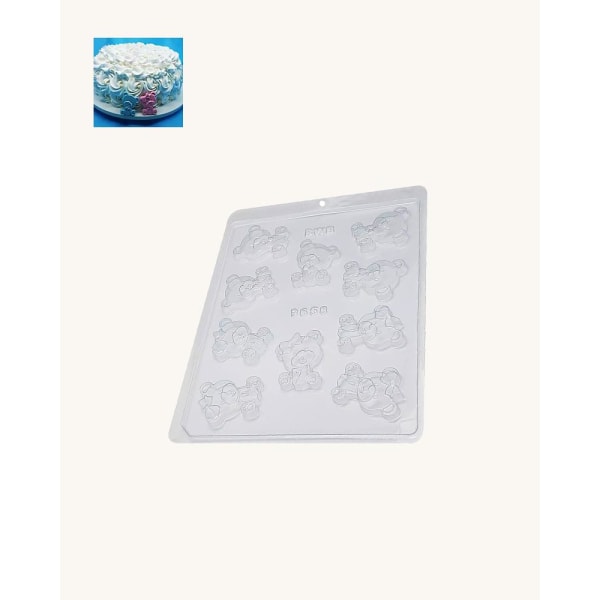 BWB Simple Mold - Ursos Chá Revelação 9658 - Pralinform Chokladf Transparent