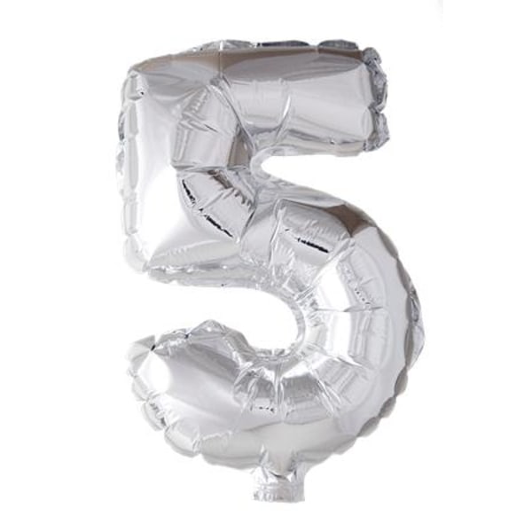 Sifferballong "5" - Silver 41cm Silver