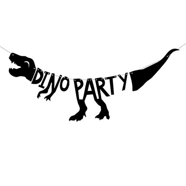 Dino Party Banner, Girlang Backdrop Svart Dinosauriekalas Svart