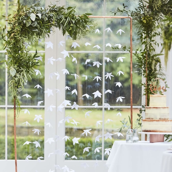 Draperi Blommor Origami - Botanical Wedding Vit
