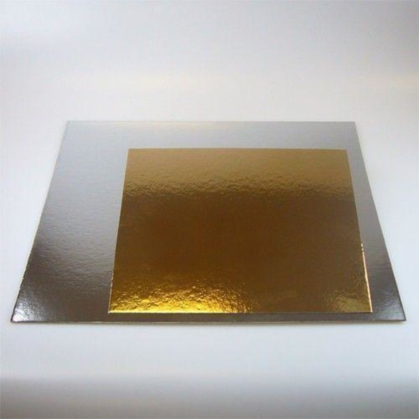 Tårtbricka guld och silver, kvadratisk, 3-pack, 30 cm multifärg
