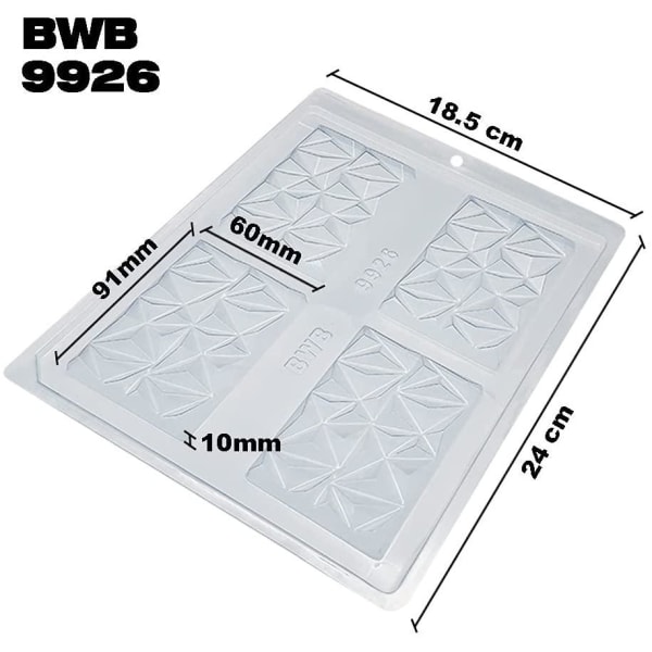 BWB Simple Mold- 9926 -Pralinform Block Chokladform Transparent