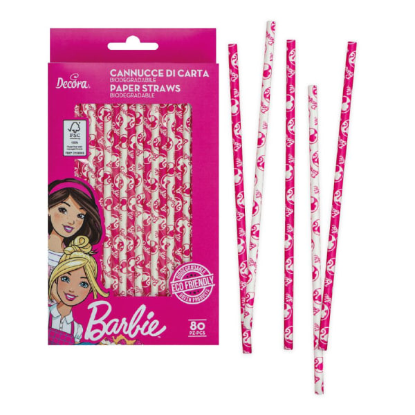 Sugrör Barbie 80st - Decora multifärg