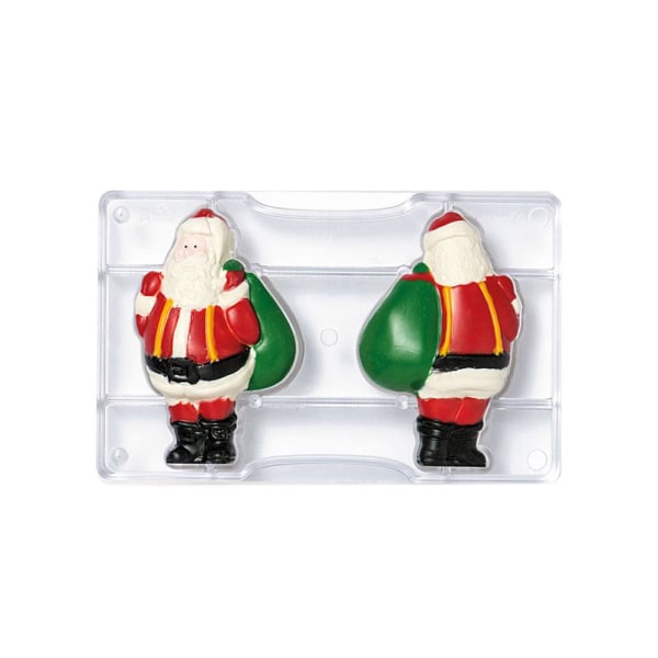Santa Claus 3D Tomte Pralinform 2st Praliner Polykarbonat Chokla Transparent