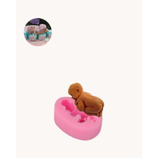 Sovande Bebis Sleeping Baby Babyshower Dop Gjutform - BakeCake Rosa