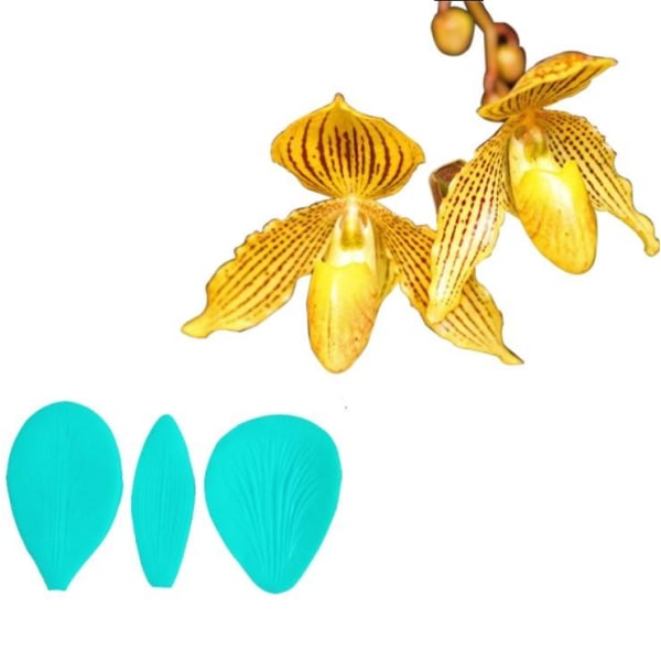 Orkidé Petal Veiner Set 3 Delar, Silikonform Grön