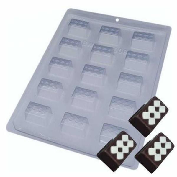 BWB Simple Mold -9586 -Pralinform Rektangulär Chokladform Transparent
