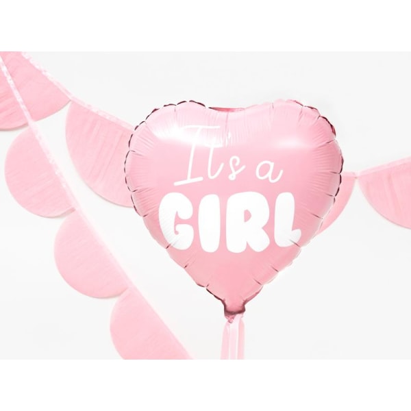 Ballong Folieballong Hjärta - It's a girl - Babyshower Rosa
