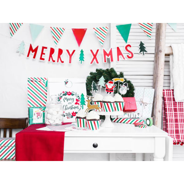 Presentpåsar God Jul, Gift bags Merry Little Christmas, kraft 3- multifärg