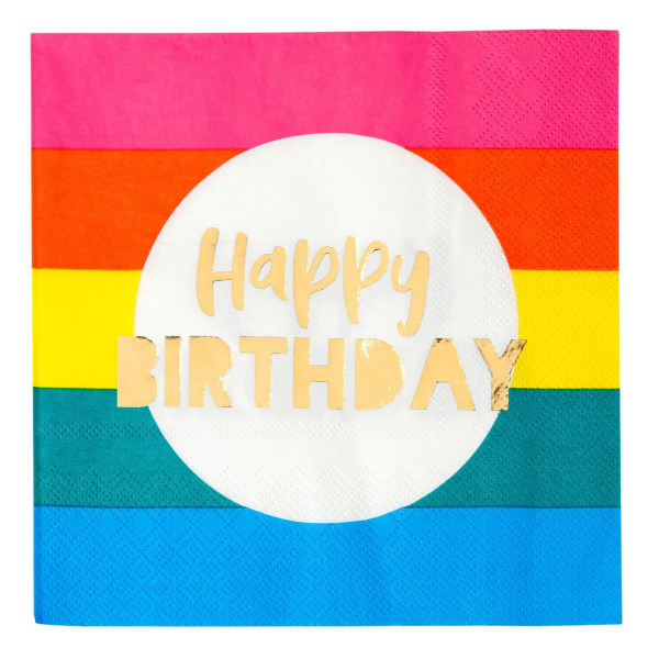 Servetter Rainbow Happy Birthday Regnbågsmönstrade multifärg