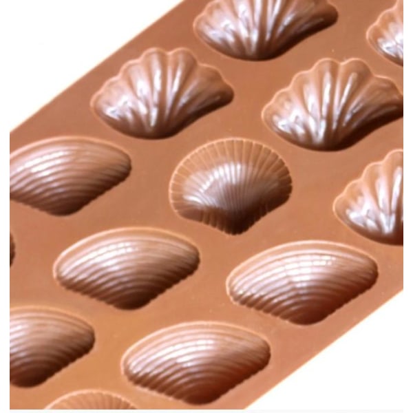 Shells Snäckor Olika 15st Pralin Silikonform Form Choklad Brun