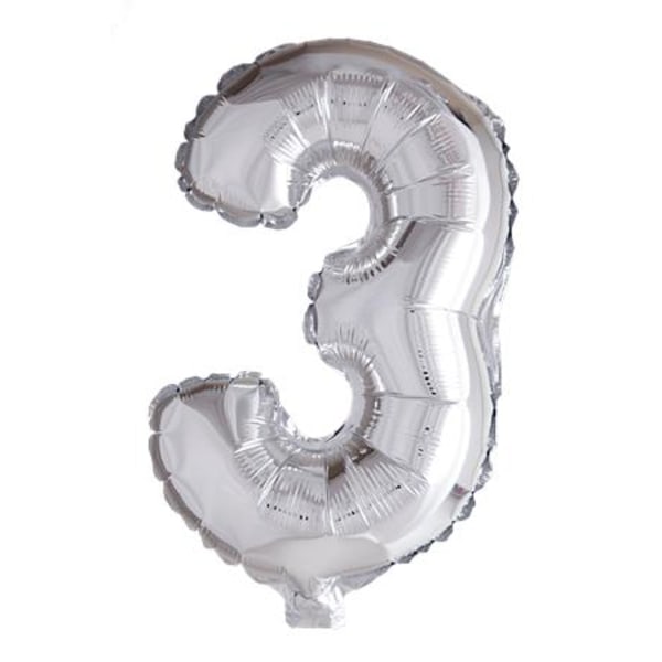 Sifferballong "3" - Silver 41cm Silver
