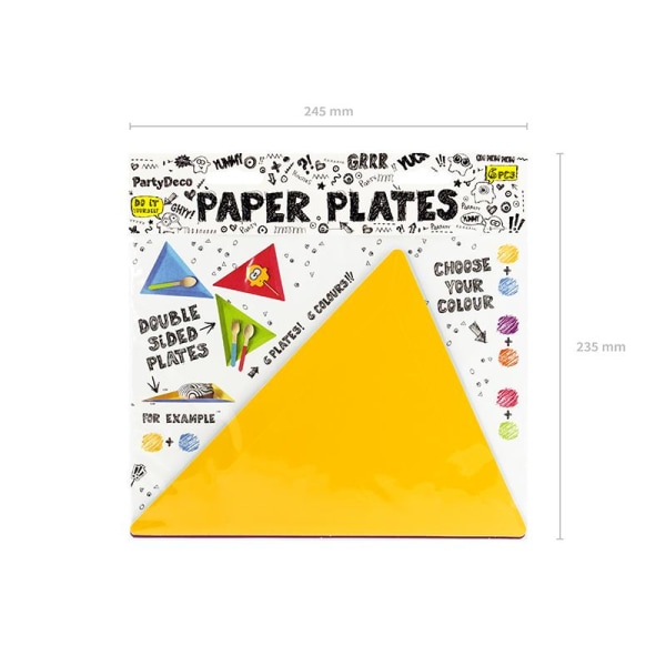 Papptallrikar Desserttallrikar Trianglar Monster 6-Pack multifärg
