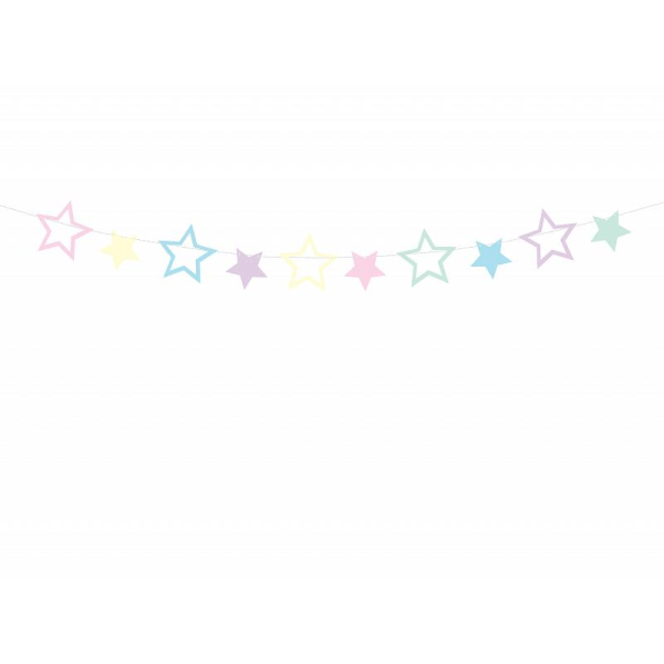 Girlang Banner Stjärnor - Pastell Unicorn multifärg