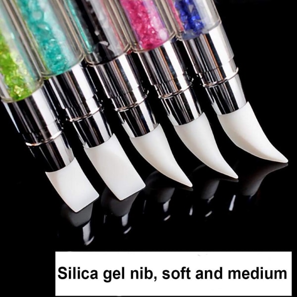 *5 stk. Silikonspenner for neglkunst, dobbelthodet neglspen*