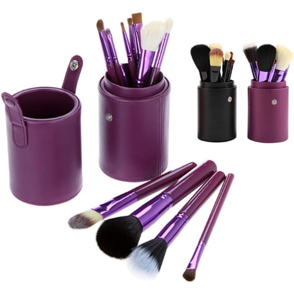 2 stk Makeup Penselholder PU Læder Bærbar Rejse Kosmetik St