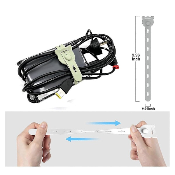 12 stk. Genanvendelige, 25,4x1,5 cm Elastiske Silikone Ledningsorganiseringsstropper til Bundling og Organisering af Kabelledninger