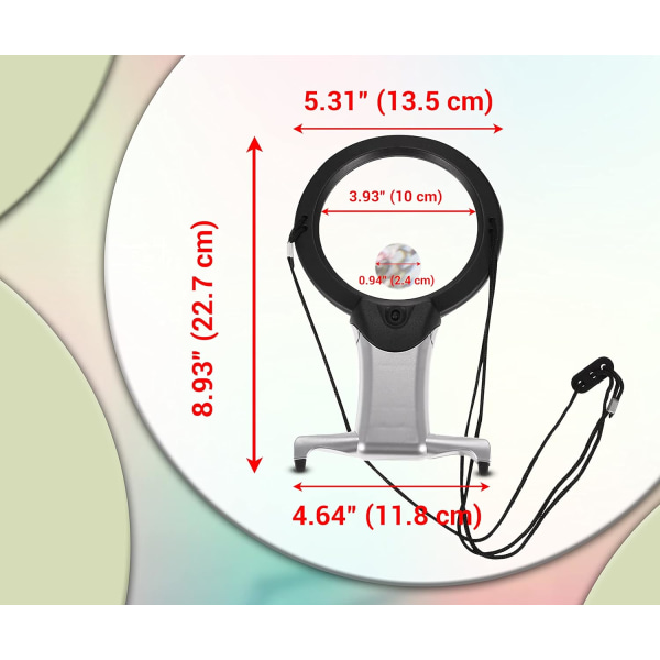 Forstørrelsesglas med lys 2 i 1 håndfri læseforstørrelse