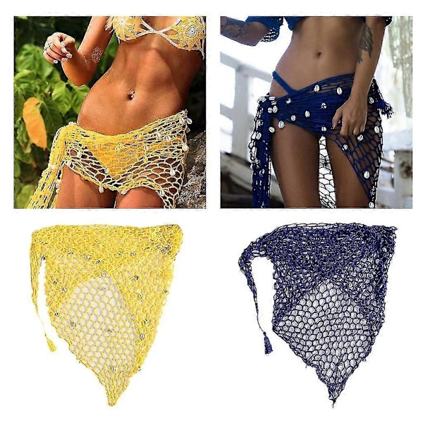 Dame Strand Sarong - Badedrakt Cover-ups Side Knyting Midje Splitt Wrap Kort Skjørt
