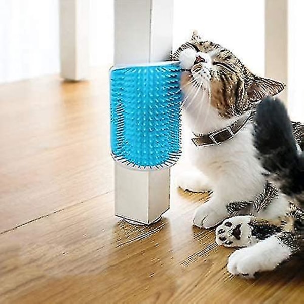 2 st Hund & Katt Självgrooming, Vägg Hörnmassage Kam Grooming Borste - Ljusblå