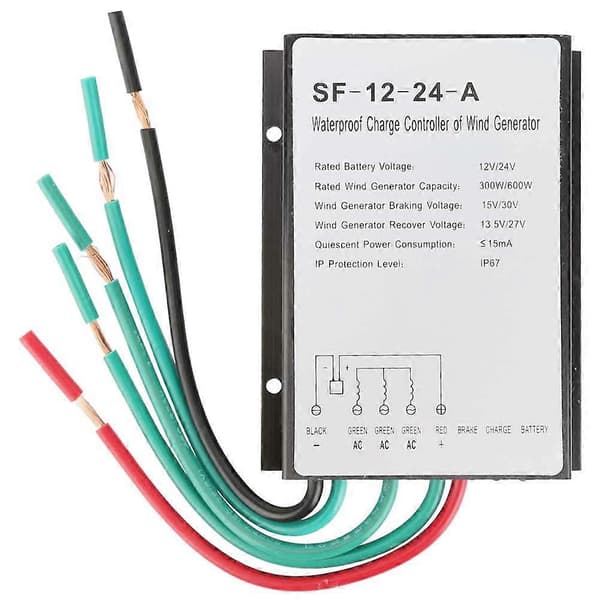 12V/24V 300W/600W Vandtæt Vindmølle Generator Ladecontroller Regulator