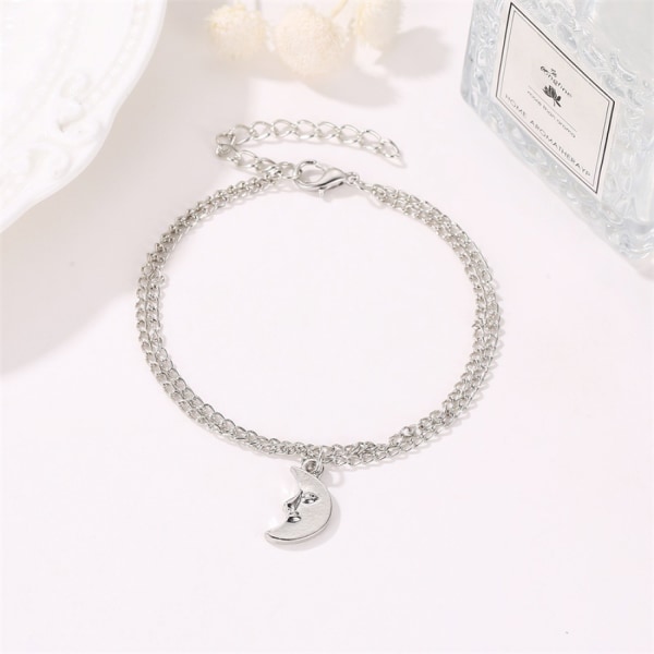 #Silvermåne anklet för kvinnor#