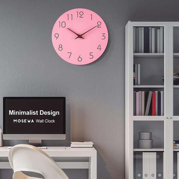 #25cm Kvartsväggklocka - Rosa Tyst Stor Storlek Modern Väggklocka#