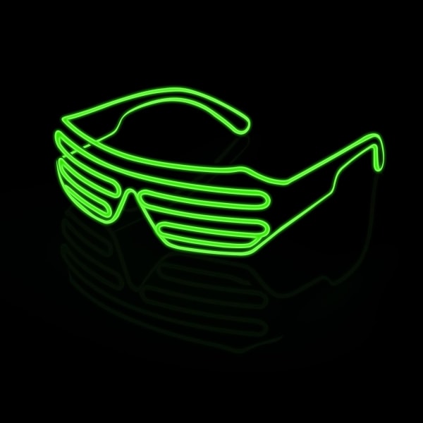 (Light Green)Neon Rave Glasses El Wire Flashing LED Sunglasses L