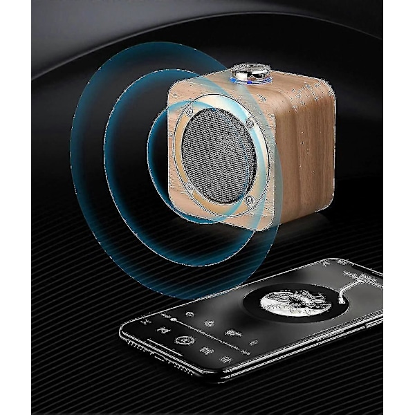 Kannettava Bluetooth-kaiutin langaton basso subwoofer puinen kaiutin musiikkisoitin (pähkinäpuu)