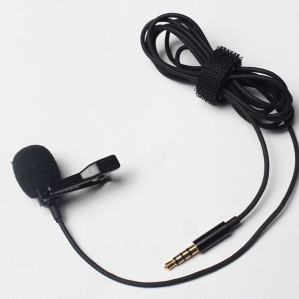 /#/2PCS PC-mikrofon 3,5 mm Jack Audio med klips og lodden vindskjerm 2m Mini Lavalier-mikrofon Intervju Kondensator for Skype iPhone Android/#/