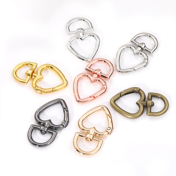 #Hjerte Svingbare Spenner 20 stk Karabinkrok Hjerteformet Nøkkelring Mini Karabinklips for Tilkobling Nøkkel DIY Dekorasjon 4 Farger#