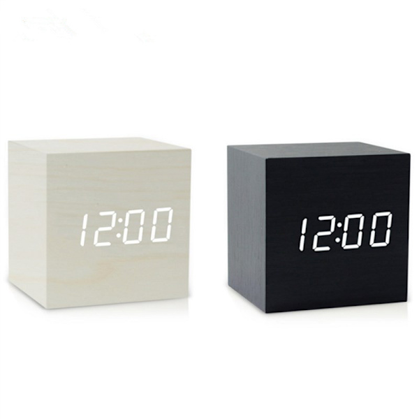 1 Träväckarklocka - Mini LED Digital Klocka med Temperatur T