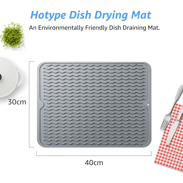 Stor Silikon Oppvaskmatte, Oppvaskstativ, Trivet, Varmebestandig