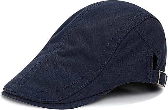 Justerbar bomullsretro beret for menn, marineblå, solbeskyttelse