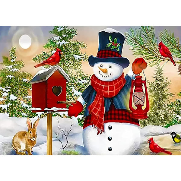 (12x16 tum) Juldiamantmålning Kit Snögubbe 5D Diamant