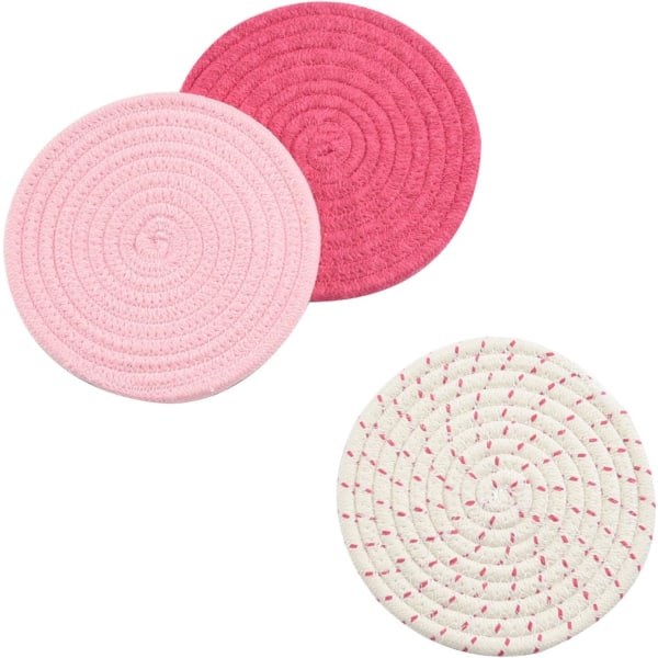 *Silikonunderlägg för kök (3-pack) Snyggt underlägg, grytunderlägg, grytlapp, skedhållare, för matlagning och bakning, 18 cm diameter (rosa)*