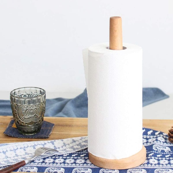 Keittiöpaperiteline, Bambuinen Rullateli Liukumattomin Tyynyin, Pyöreä