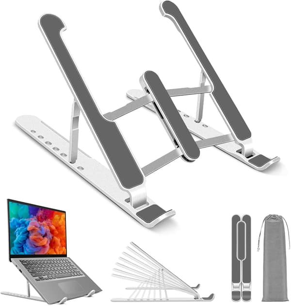 Hvit - Laptopstativ, justerbart laptopstativ, laget av plast
