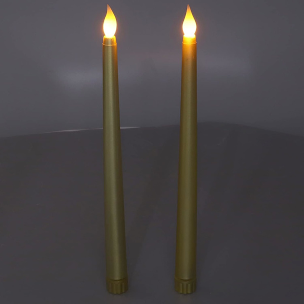 2-pack Flamlösa LED-ljus (Helt guld), LED-taperljus, Batteri