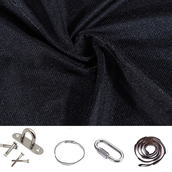 #(Sort) Indendørs og udendørs svingende elastisk hængekøjestol 280*150cm#