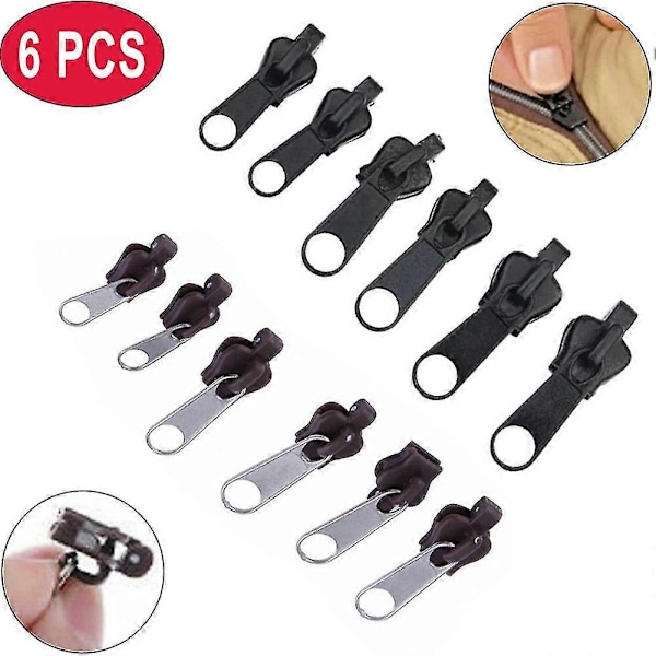 6 st Omedelbar Fix Dragkedja Universal Dragkedjereparationssats 6 Storlekar Slider Tänder Räddningsdragkedjor För Sömnad Kläder