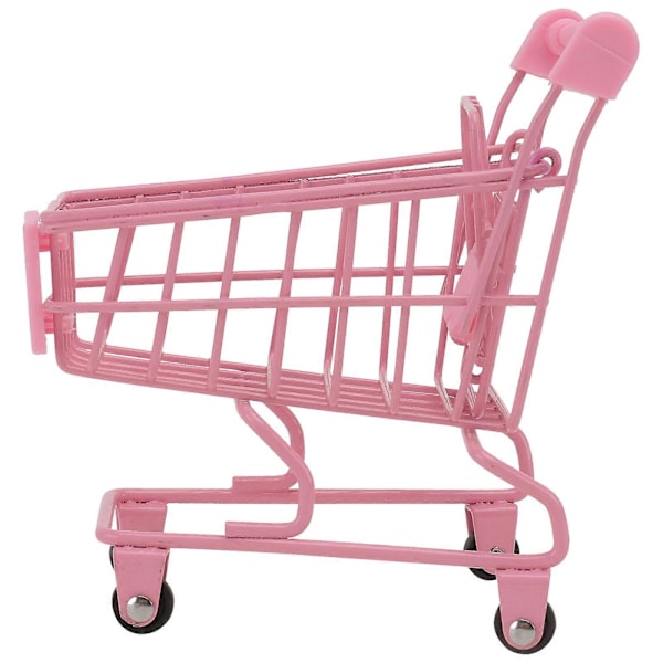 1 st Mini Shoppingvagn Trolley Skrivbordsförvaringskorg Fotorekvisita - Storlek S (Hjulfärg Slumpmässig)