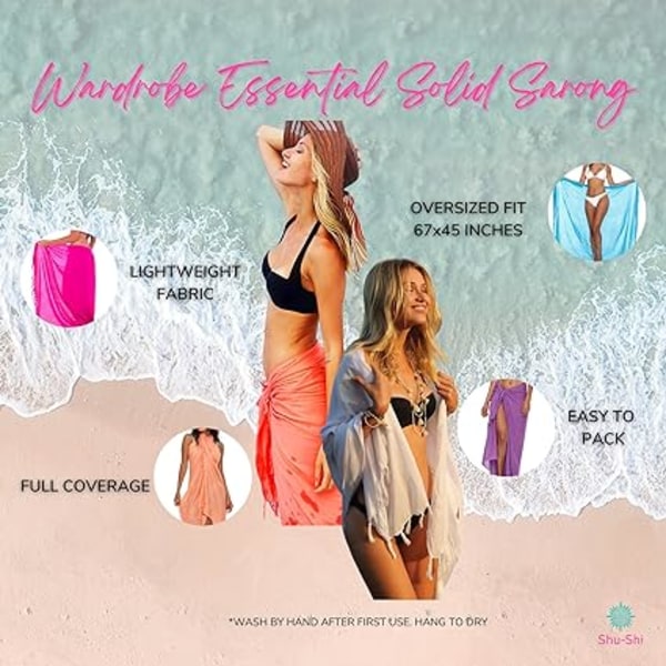 #én størrelse - sort Sarong/pareo - til kvinder - strandlook - til at bære over badedragten#