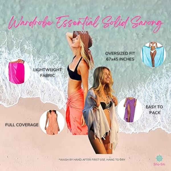 #one size - svart Sarong/pareo - för kvinnor - strandlook - att bära över baddräkten#