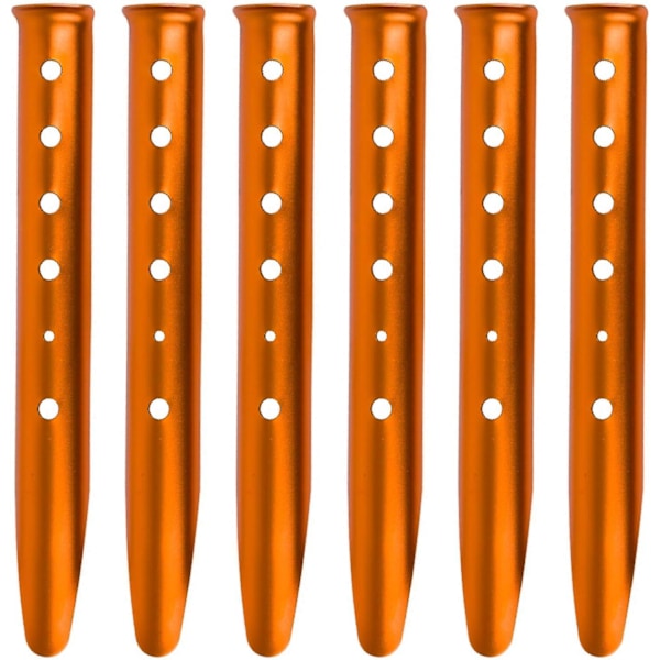 Tältpinnar i aluminiumlegering U-formade sandpinnar 31cm 6 stycken Fästpinnar för snöstrand Camping Vandring (Orange - U-formad - 31cm)