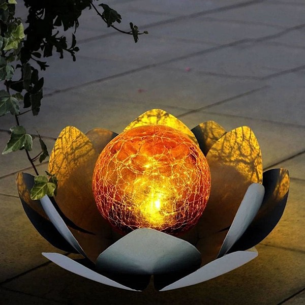*2 stk. Koding Solar LED Lanterne Utendørs Hage Metall Lotus med*