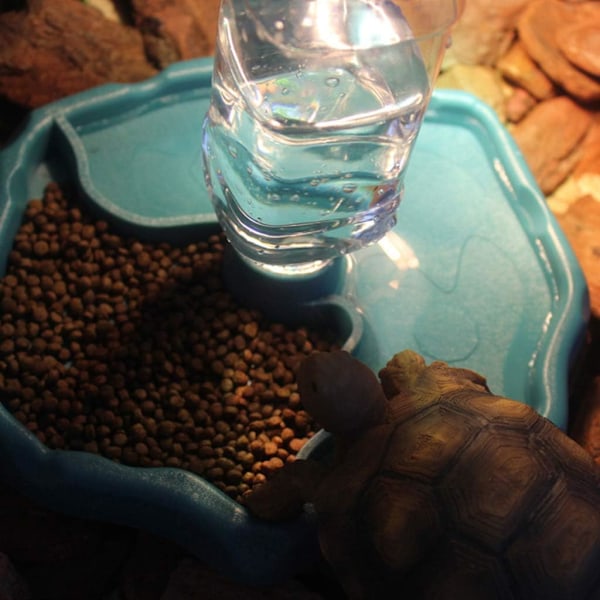 *Reptil Vanddispenser, 2 i 1 Anti-Overflow Foderdispenser Skål*