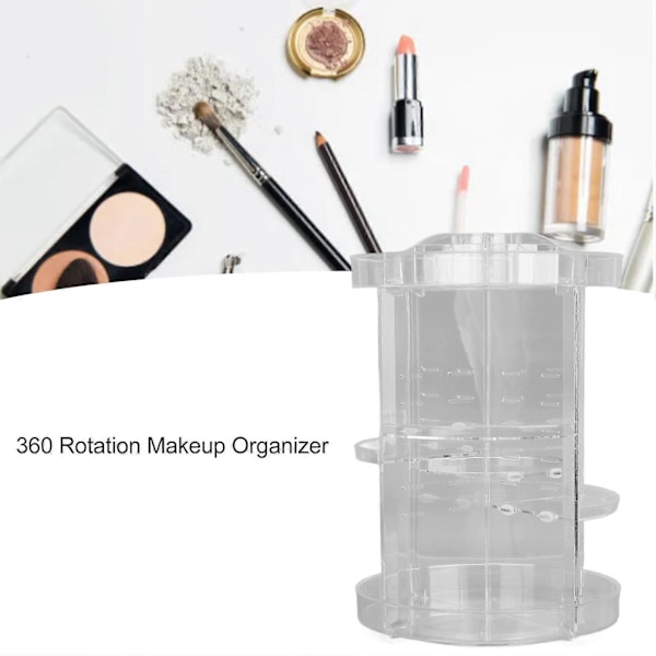 360 Graders Roterende Makeup Organizer Stor Kapacitet Multi Gitre Klar Kosmetik Opbevaringsdisplay